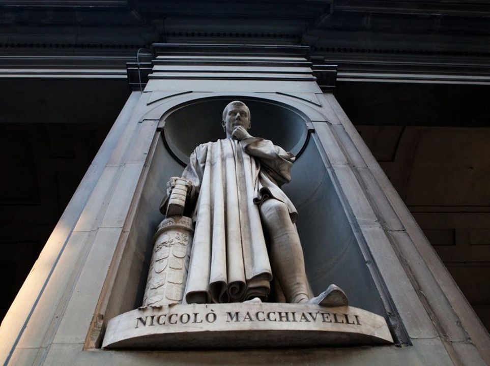A statue of Machiavelli at the Uffizi Gallery in Florence, Italy. 