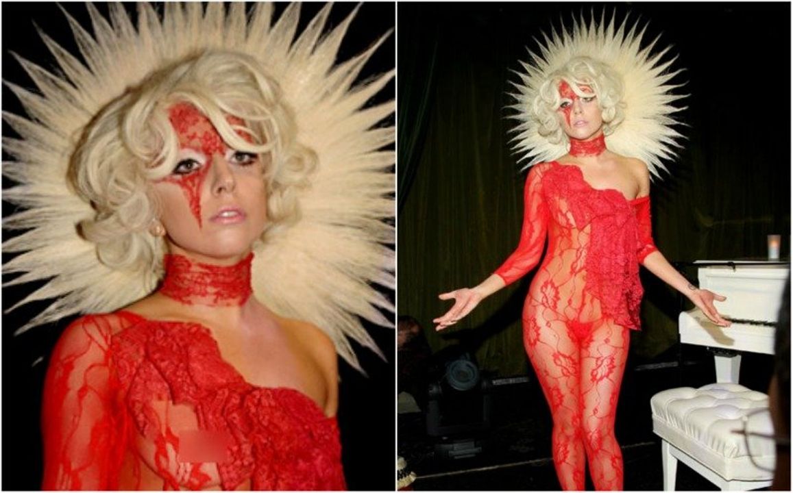 Apparently, Lady Gaga couldn't decide whether to dress as a saint or s...